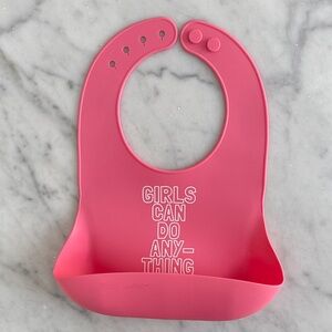 Tunno Tots Pink Silicone Bib - Girls Can Do Anything